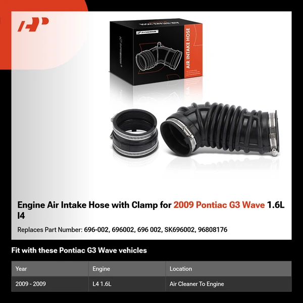 Engine Air Intake Hose with Clamp for 2009 Pontiac G3 Wave 1.6L l4
