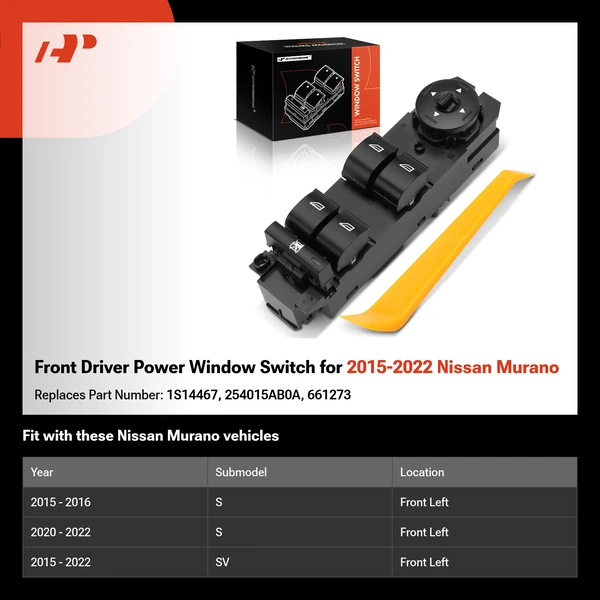 Front Driver Power Window Switch for 2015-2022 Nissan Murano