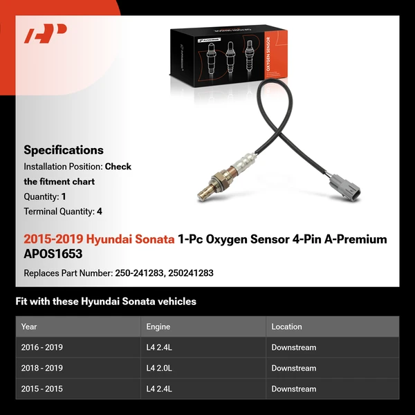 2015-2019 Hyundai Sonata 1-Pc Oxygen Sensor 4-Pin A-Premium APOS1653