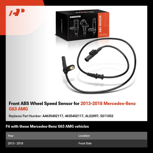 Front ABS Wheel Speed Sensor for 2013-2018 Mercedes-Benz G63 AMG