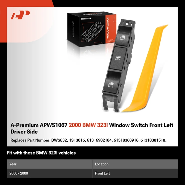 A-Premium APWS1067 2000 BMW 323i Window Switch Front Left Driver Side