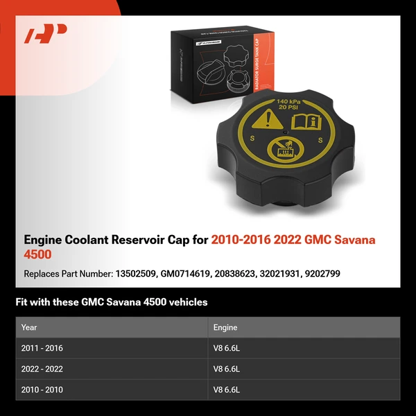 Engine Coolant Reservoir Cap for 2010-2016 2022 GMC Savana 4500