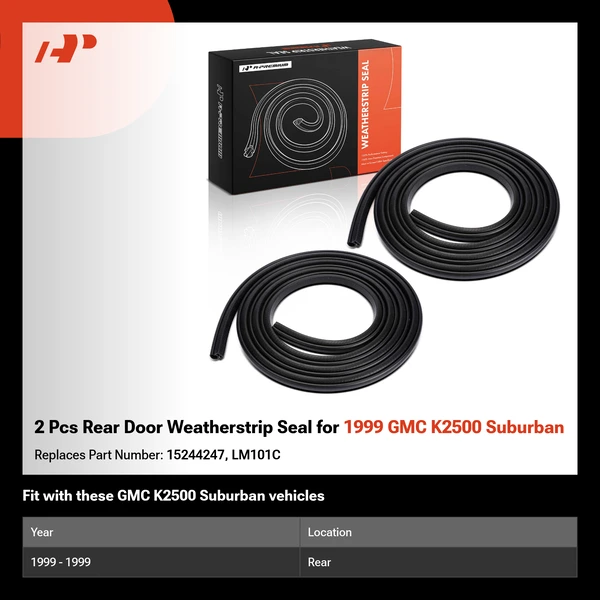 2 Pcs Rear Door Weatherstrip Seal for 1999 GMC K2500 Suburban