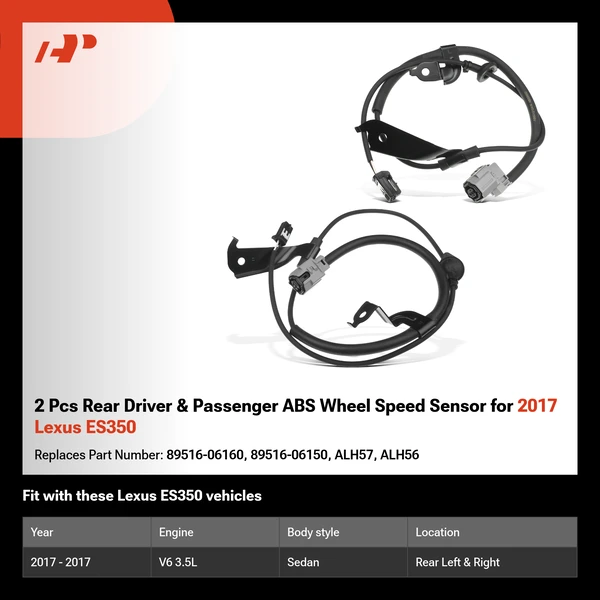 2 Pcs Rear Driver & Passenger ABS Wheel Speed Sensor for 2017 Lexus ES350