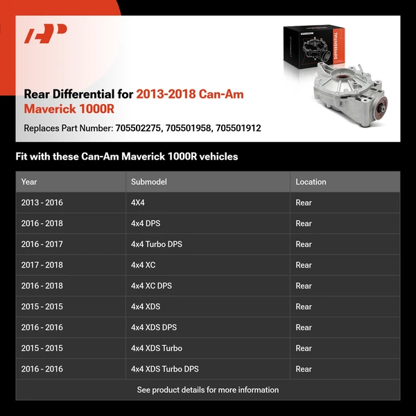 Rear Differential for 2013-2018 Can-Am Maverick 1000R