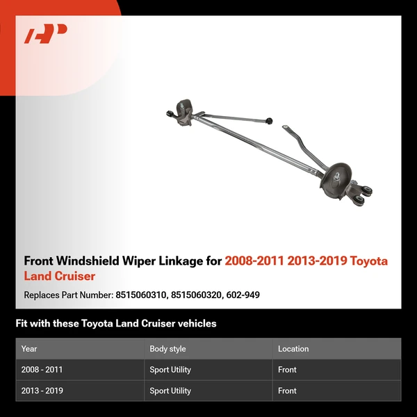 Front Windshield Wiper Linkage for 2008-2011 2013-2019 Toyota Land Cruiser