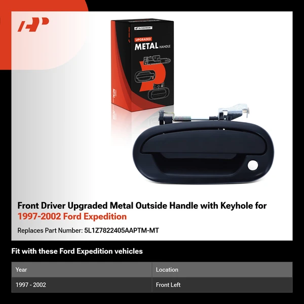 Front Driver Upgraded Metal Outside Handle with Keyhole for 1997-2002 Ford Expedition