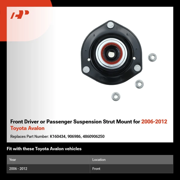 Front Driver or Passenger Suspension Strut Mount for 2006-2012 Toyota Avalon