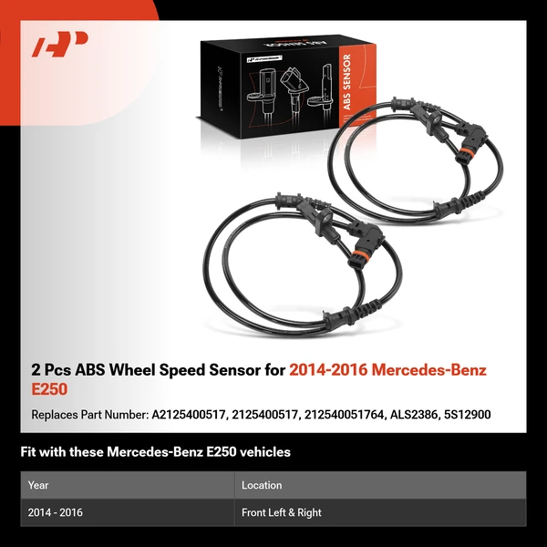 2 Pcs ABS Wheel Speed Sensor for 2014-2016 Mercedes-Benz E250