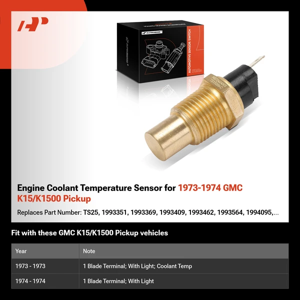 Engine Coolant Temperature Sensor for 1973-1974 GMC K15/K1500 Pickup