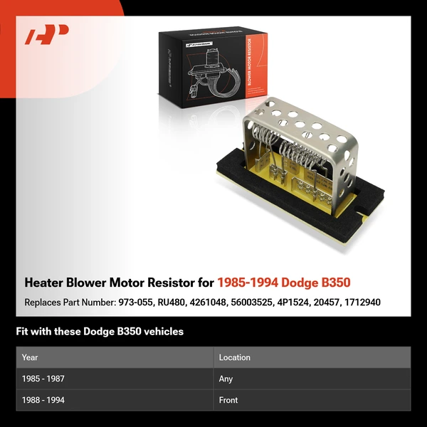 Heater Blower Motor Resistor for 1985-1994 Dodge B350