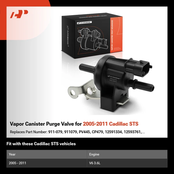 Vapor Canister Purge Valve for 2005-2011 Cadillac STS