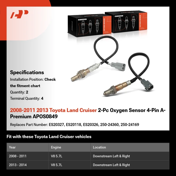 2008-2011 2013 Toyota Land Cruiser 2-Pc Oxygen Sensor 4-Pin A-Premium APOS0849