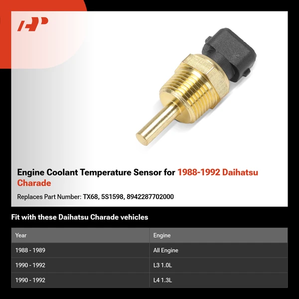 Engine Coolant Temperature Sensor for 1988-1992 Daihatsu Charade