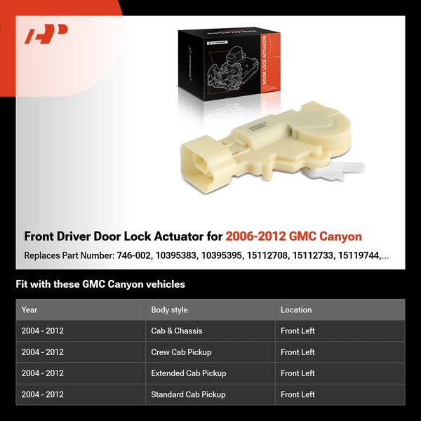 Front Driver Door Lock Actuator for 2006-2012 GMC Canyon