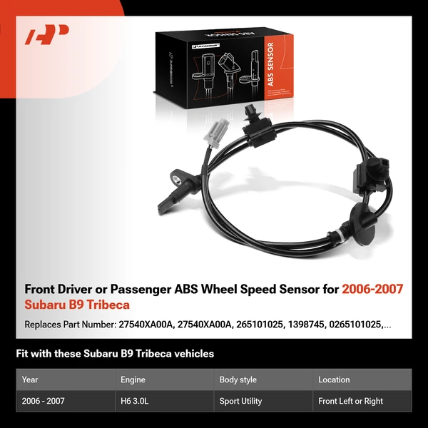 Front Driver or Passenger ABS Wheel Speed Sensor for 2006-2007 Subaru B9 Tribeca