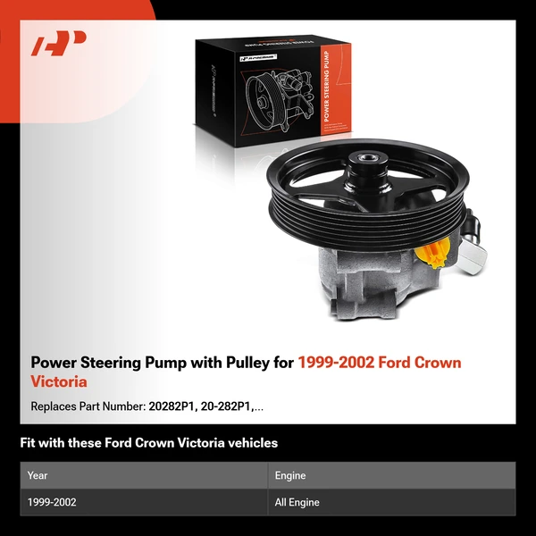 Power Steering Pump with Pulley for 1999-2002 Ford Crown Victoria