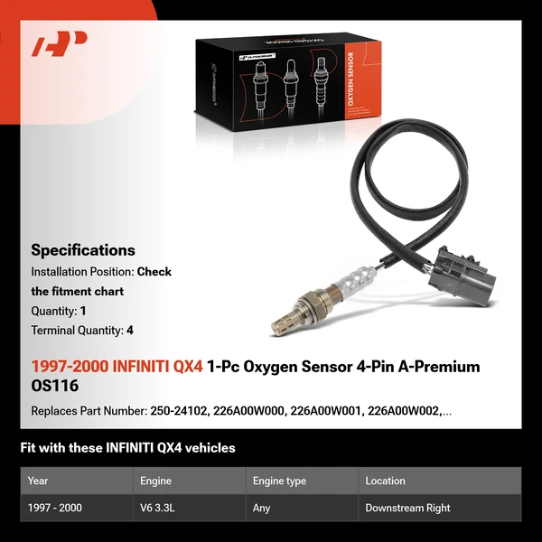 1997-2000 INFINITI QX4 1-Pc Oxygen Sensor 4-Pin A-Premium OS116