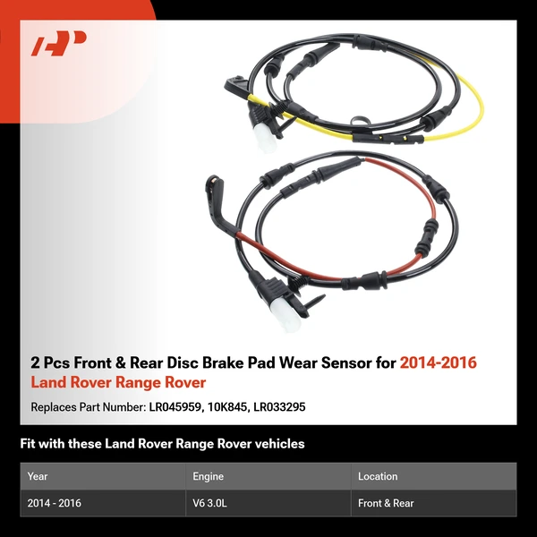 2 Pcs Front & Rear Disc Brake Pad Wear Sensor for 2014-2016 Land Rover Range Rover
