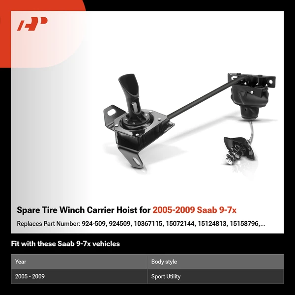 Spare Tire Winch Carrier Hoist for 2005-2009 Saab 9-7x