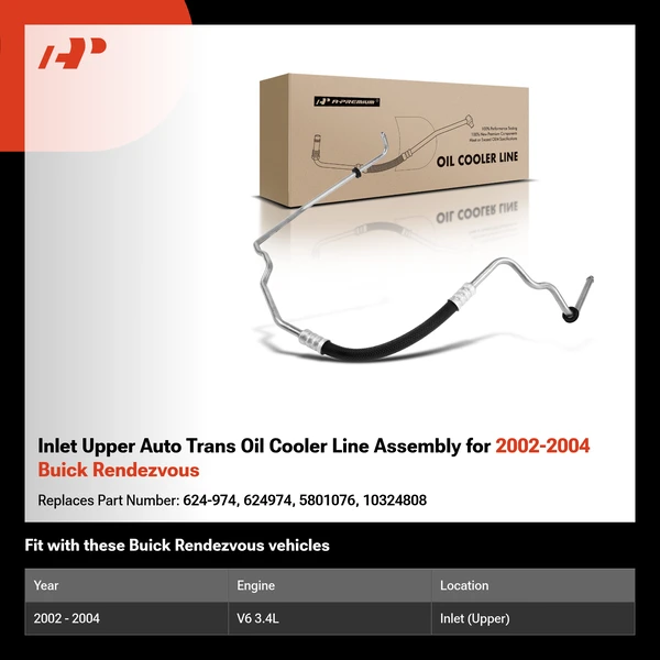 Inlet Upper Auto Trans Oil Cooler Line Assembly for 2002-2004 Buick Rendezvous