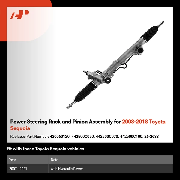 Power Steering Rack and Pinion Assembly for 2008-2018 Toyota Sequoia
