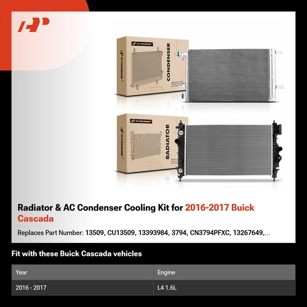 Radiator & AC Condenser Cooling Kit for 2016-2017 Buick Cascada