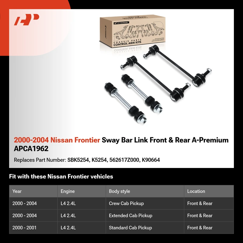 2000-2004 Nissan Frontier Sway Bar Link Front & Rear A-Premium APCA1962