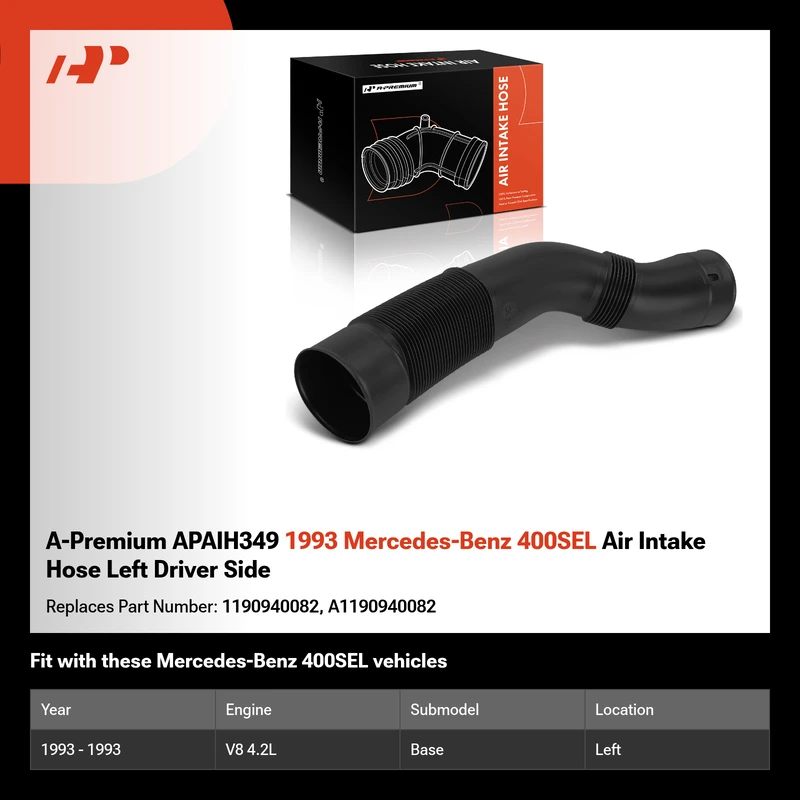 A-Premium APAIH349 1993 Mercedes-Benz 400SEL Air Intake Hose Left Driver Side