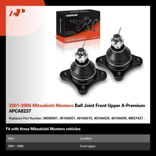 2001-2006 Mitsubishi Montero Ball Joint Front Upper A-Premium APCA8237
