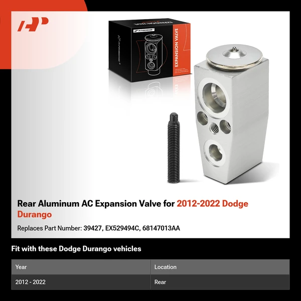 Rear Aluminum AC Expansion Valve for 2012-2022 Dodge Durango
