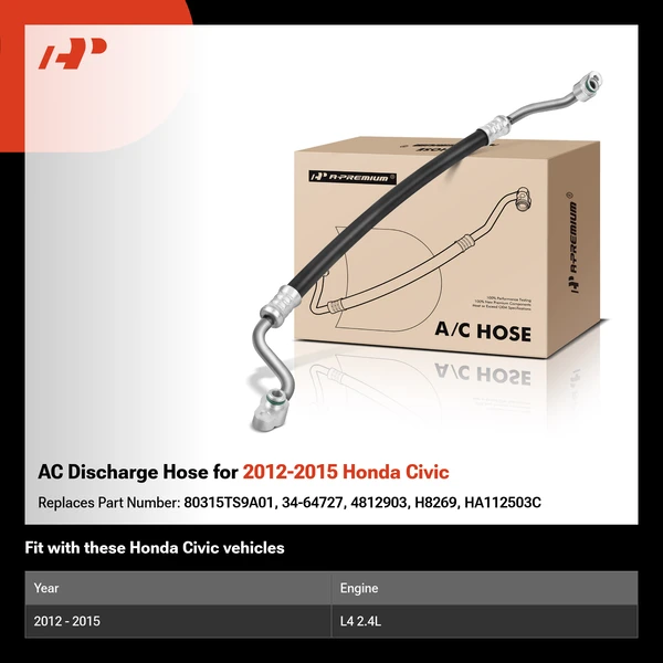AC Discharge Hose for 2012-2015 Honda Civic
