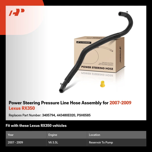 Power Steering Pressure Line Hose Assembly for 2007-2009 Lexus RX350