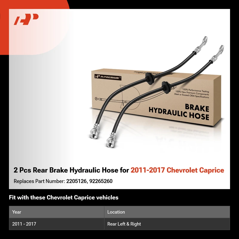 2 Pcs Rear Brake Hydraulic Hose for 2011-2017 Chevrolet Caprice