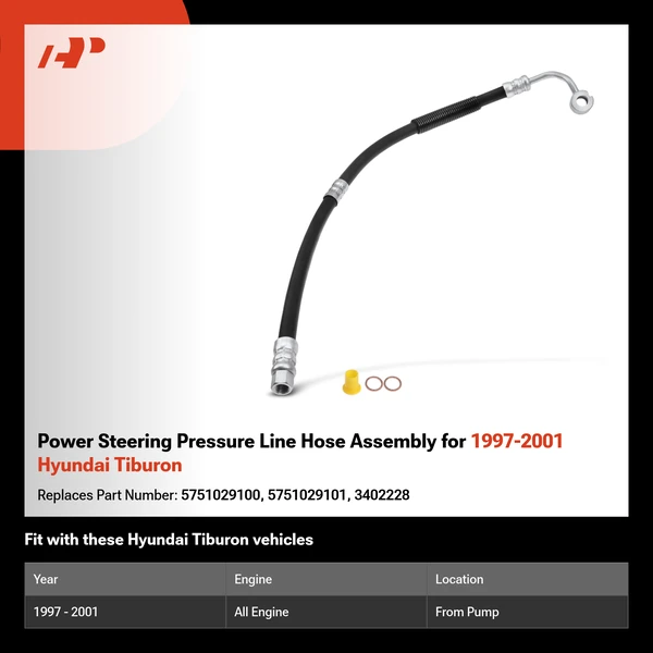 Power Steering Pressure Line Hose Assembly for 1997-2001 Hyundai Tiburon