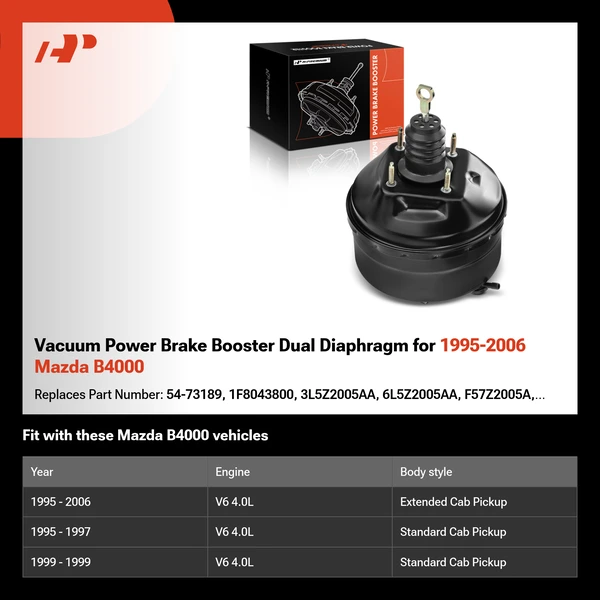 Vacuum Power Brake Booster Dual Diaphragm for 1995-2006 Mazda B4000