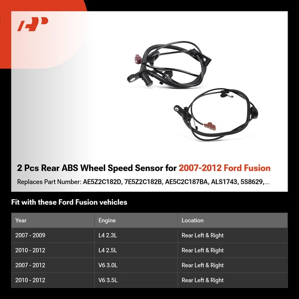 2 Pcs Rear ABS Wheel Speed Sensor for 2007-2012 Ford Fusion