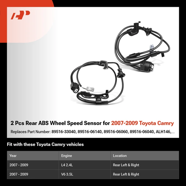 2 Pcs Rear ABS Wheel Speed Sensor for 2007-2009 Toyota Camry
