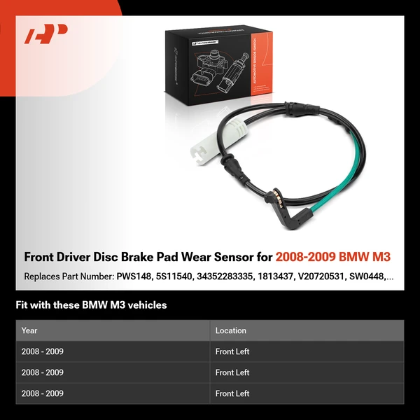 Front Driver Disc Brake Pad Wear Sensor for 2008-2009 BMW M3