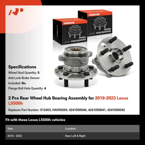 2 Pcs Rear Wheel Hub Bearing Assembly for 2018-2023 Lexus LS500h