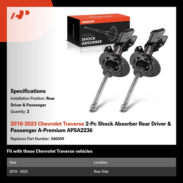 2018-2023 Chevrolet Traverse 2-Pc Shock Absorber Rear Driver & Passenger A-Premium APSA2236