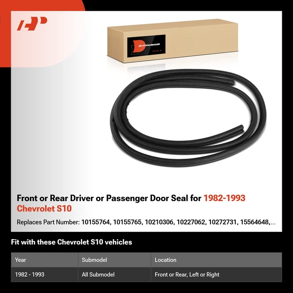 Front or Rear Driver or Passenger Door Seal for 1982-1993 Chevrolet S10