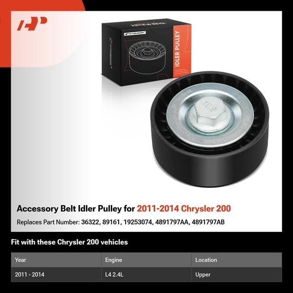 Accessory Belt Idler Pulley for 2011-2014 Chrysler 200