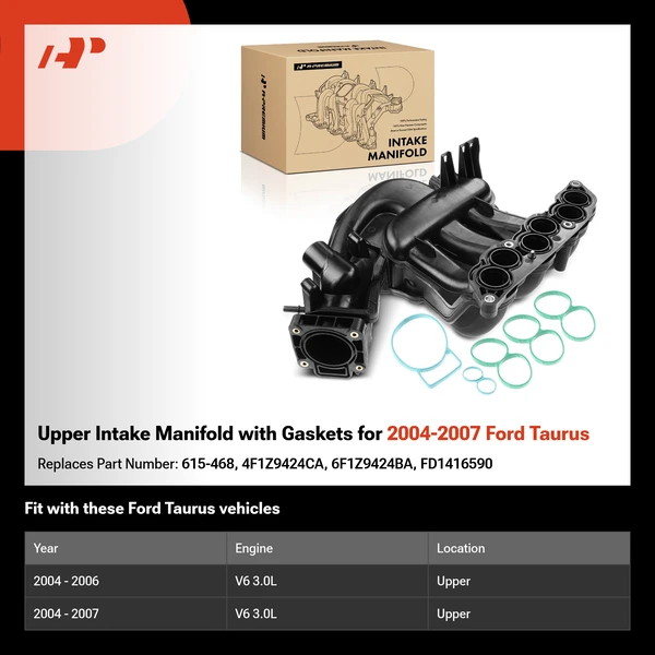 Upper Intake Manifold with Gaskets for 2004-2007 Ford Taurus