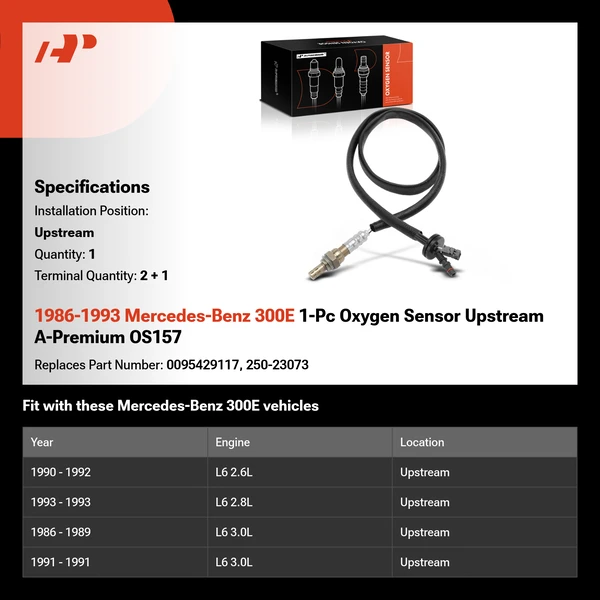 1986-1993 Mercedes-Benz 300E 1-Pc Oxygen Sensor Upstream A-Premium OS157