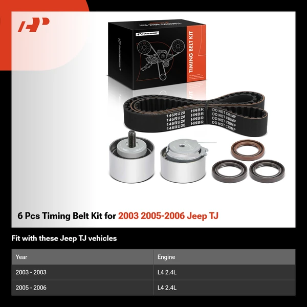 6 Pcs Timing Belt Kit for 2003 2005-2006 Jeep TJ