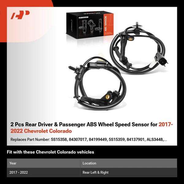 2 Pcs Rear Driver & Passenger ABS Wheel Speed Sensor for 2017-2022 Chevrolet Colorado