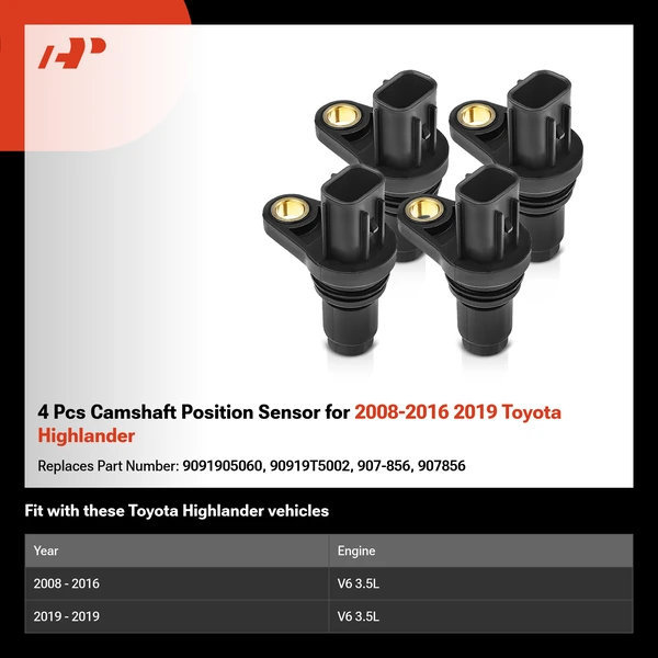 4 Pcs Camshaft Position Sensor for 2008-2016 2019 Toyota Highlander