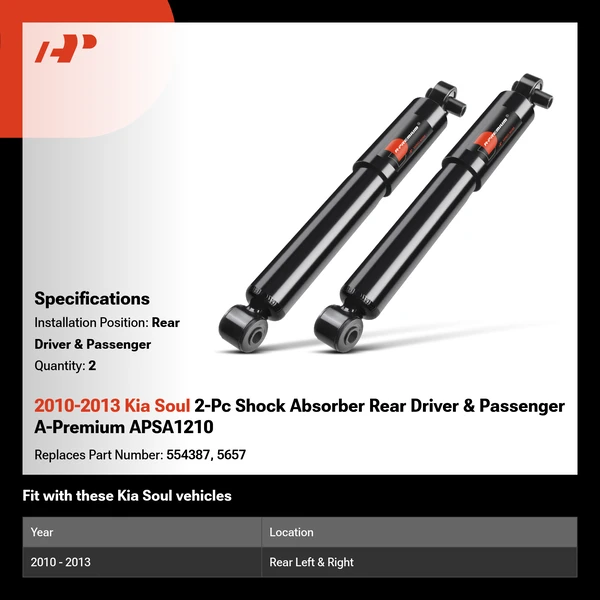 2010-2013 Kia Soul 2-Pc Shock Absorber Rear Driver & Passenger A-Premium APSA1210