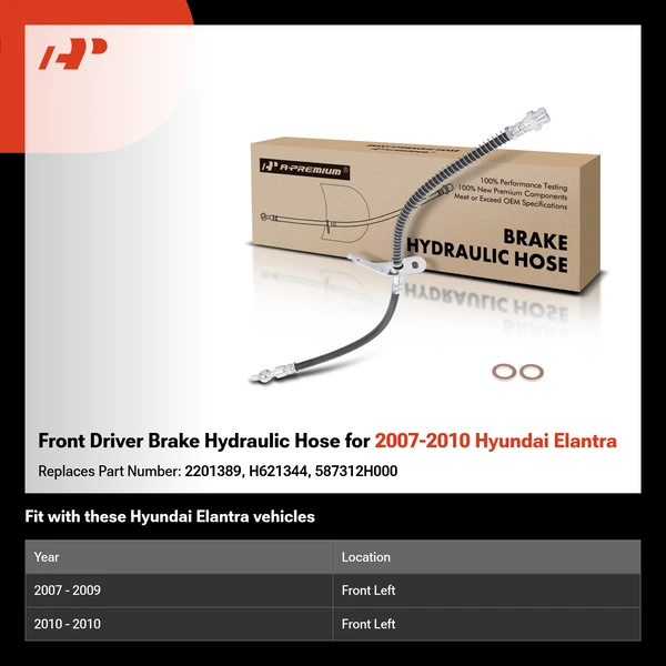 Front Driver Brake Hydraulic Hose for 2007-2010 Hyundai Elantra